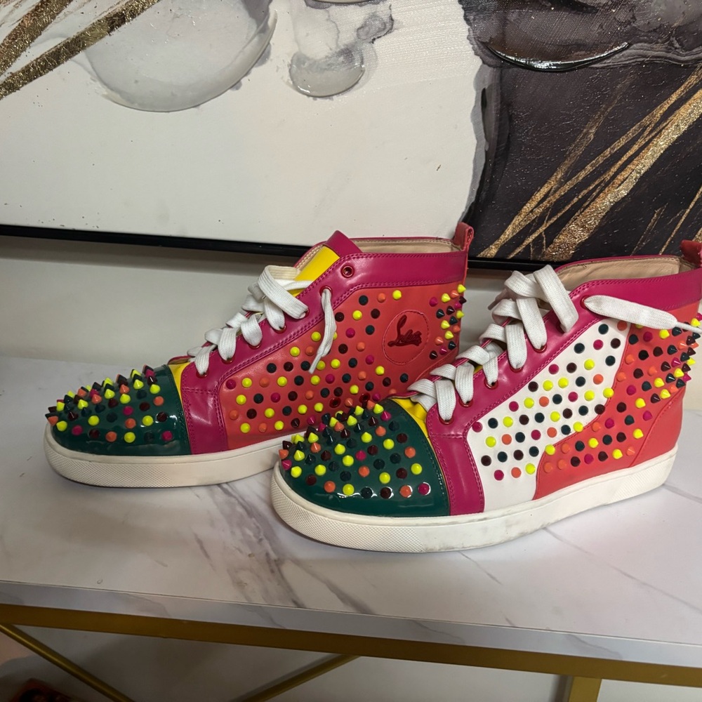 Multicolor Studded High-Top Sneakers